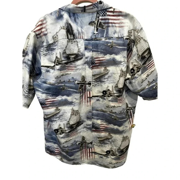 Redhead Blue Patriotic American Navy Flag Short Sleeve Shirt Size XL‎ - Picture 2 of 3